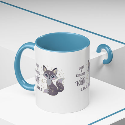 Personalized Initial Fox King Accent Coffee Mug