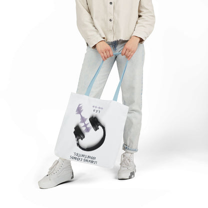 Personalized Initial Quote Headphones Canvas Tote Custom Name