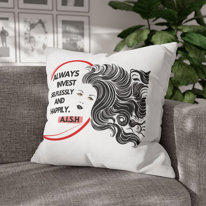 Personalized Initial Quote Inspirational Girl — Custom Sayings on Square Poly Canvas Pillowcase