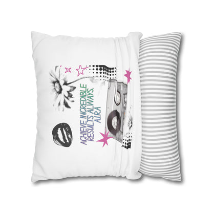 Personalized Initial Quote Cassette — Custom Sayings on Square Poly Canvas Pillowcase