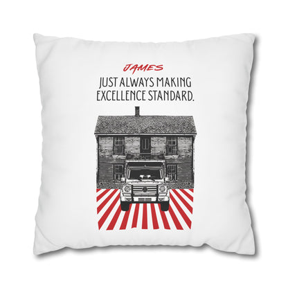 Personalized Initial Quote Vintage Car — Custom Sayings on Square Poly Canvas Pillowcase