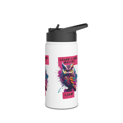 Personalized Initial Quote Owl Stainless Steel Water Bottle