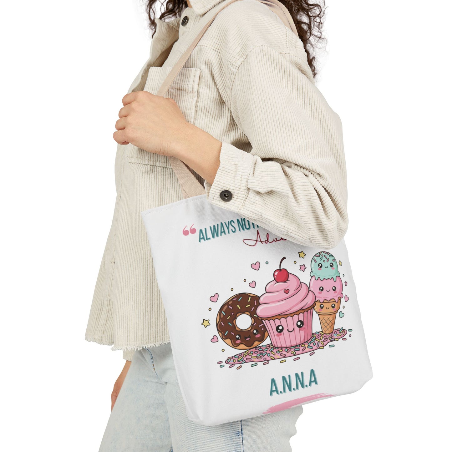 Personalized Initial Quote Sweet Treat Canvas Tote Custom Name