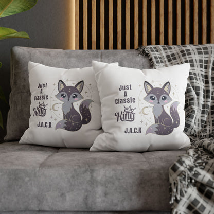 Personalized Initial Quote Fox — Custom Sayings on Square Poly Canvas Pillowcase