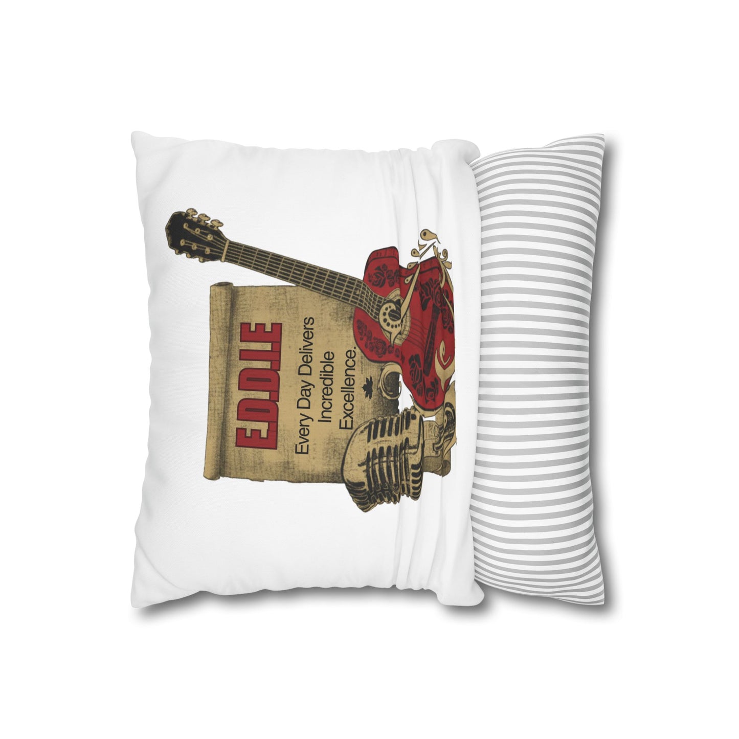 Personalized Initial Quote Guitar — Custom Sayings on Square Poly Canvas Pillowcase