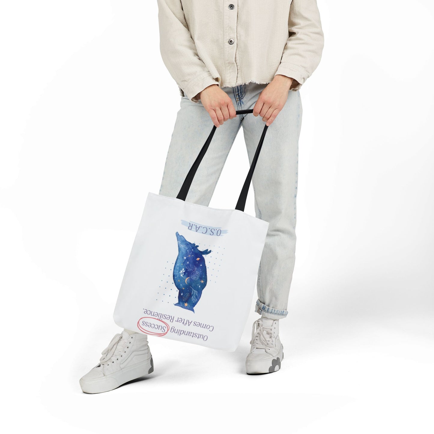 Personalized Initial Quote Owl Galaxy Canvas Tote Custom Name