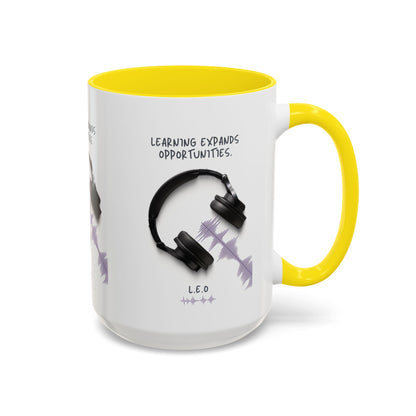 Personalized Initial Headphones Accent Coffee Mug