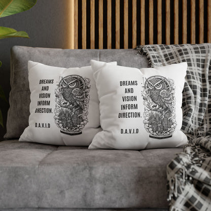Personalized Initial Quote Owl Vision — Custom Sayings on Square Poly Canvas Pillowcase
