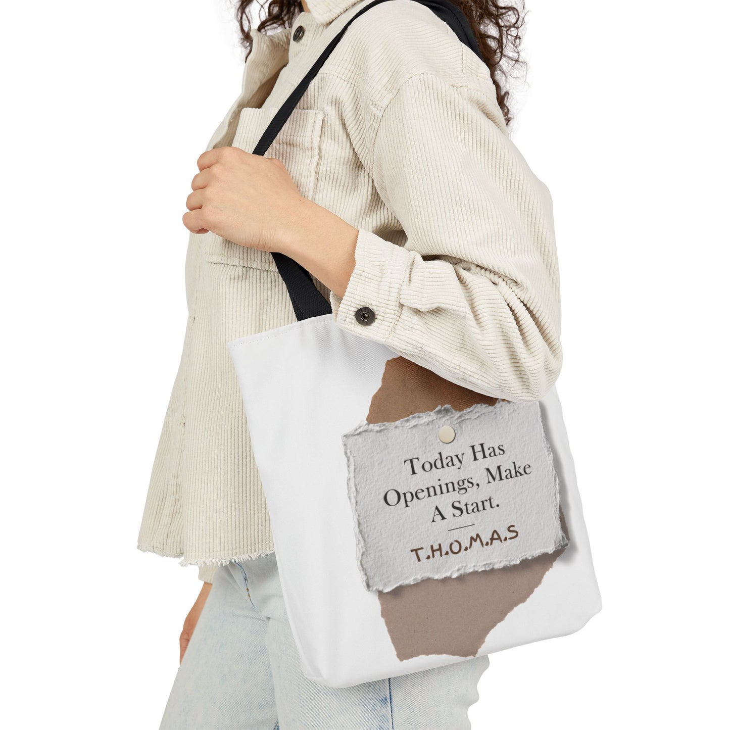 Personalized Initial Quote Torn Paper Canvas Tote Custom Name