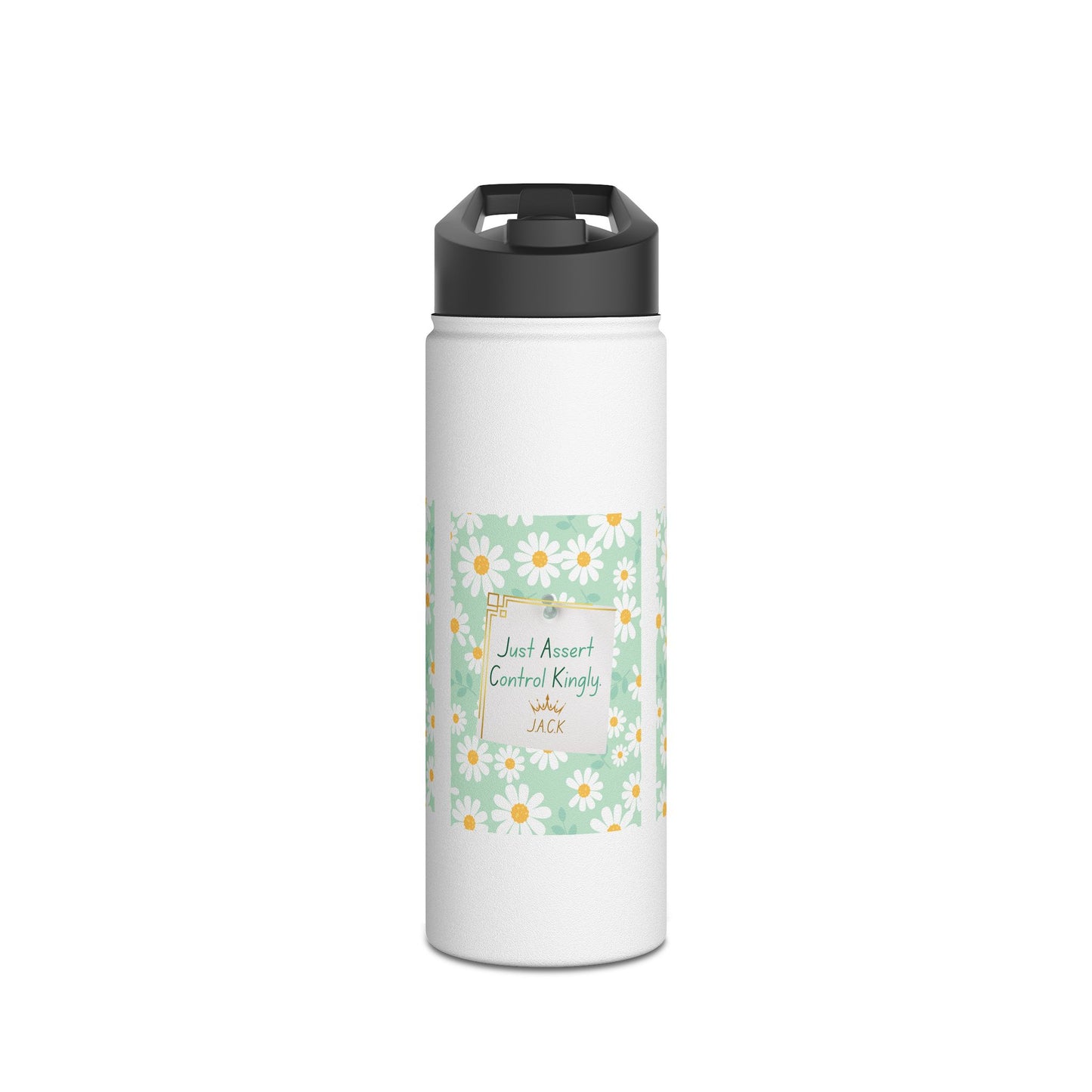 Personalized Initial Quote Floral Note Stainless Steel Water Bottle