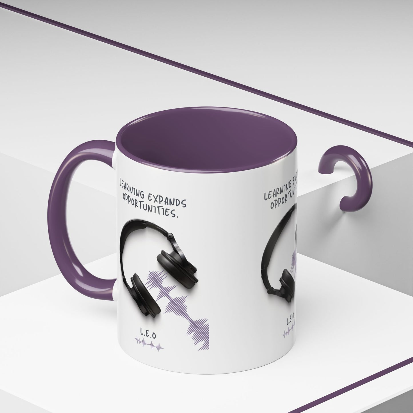 Personalized Initial Headphones Accent Coffee Mug