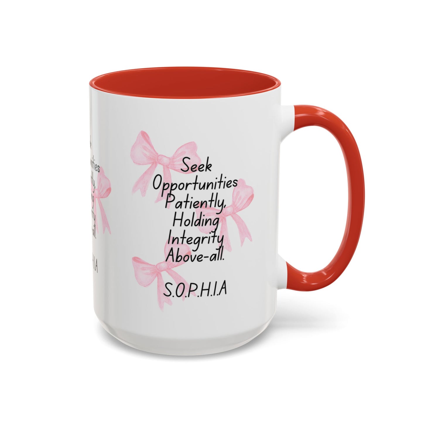 Personalized Pink Bow Accent Coffee Mug