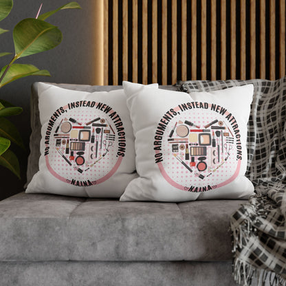 Personalized Initial Quote Cosmetic Heart — Custom Sayings on Square Poly Canvas Pillowcase