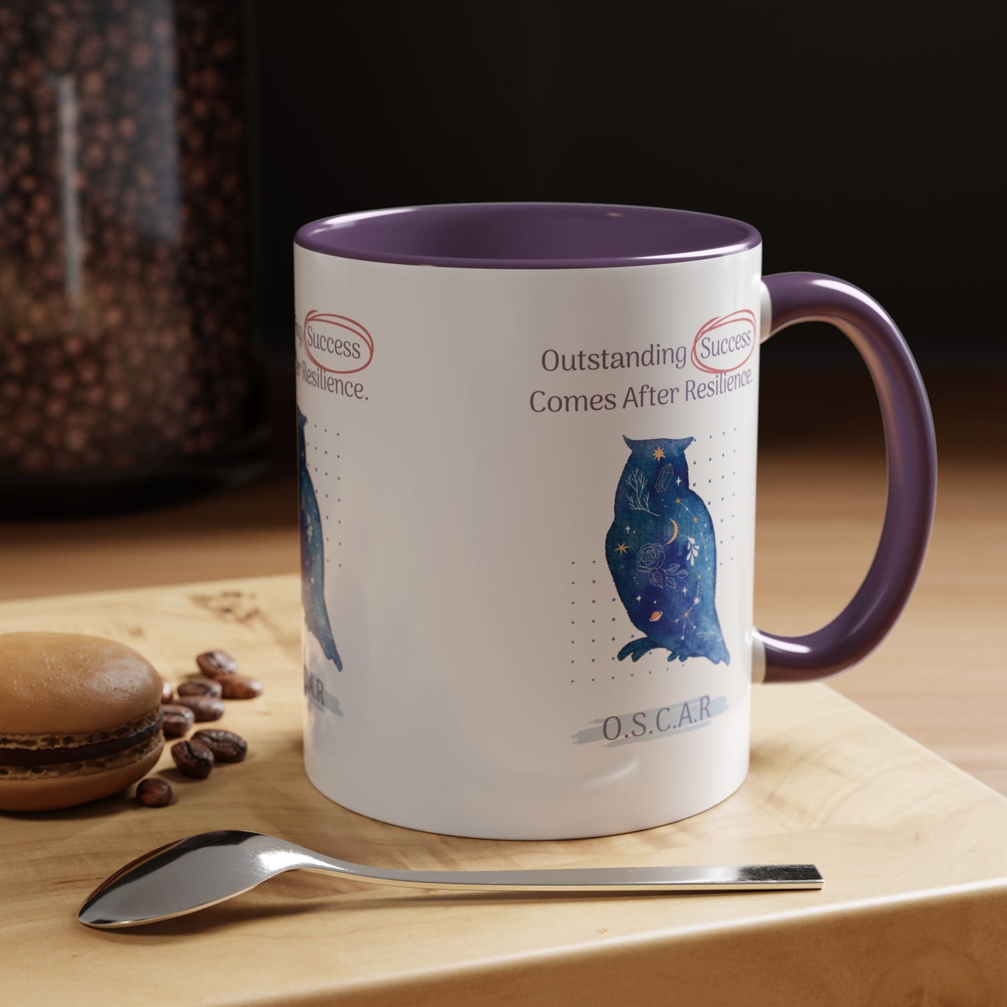 Personalized Initial Galaxy Owl Accent Coffee Mug