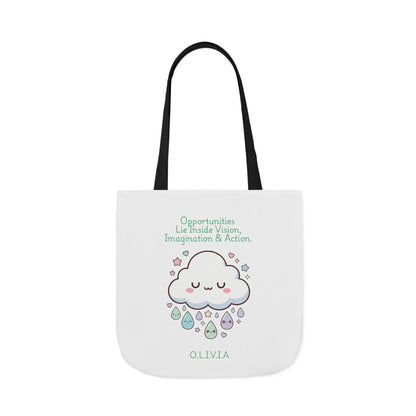 Personalized Initial Quote Cloud Dripping Canvas Tote Custom Name