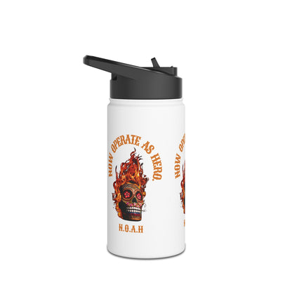 Personalized Initial Quote Fire Skull Stainless Steel Water Bottle