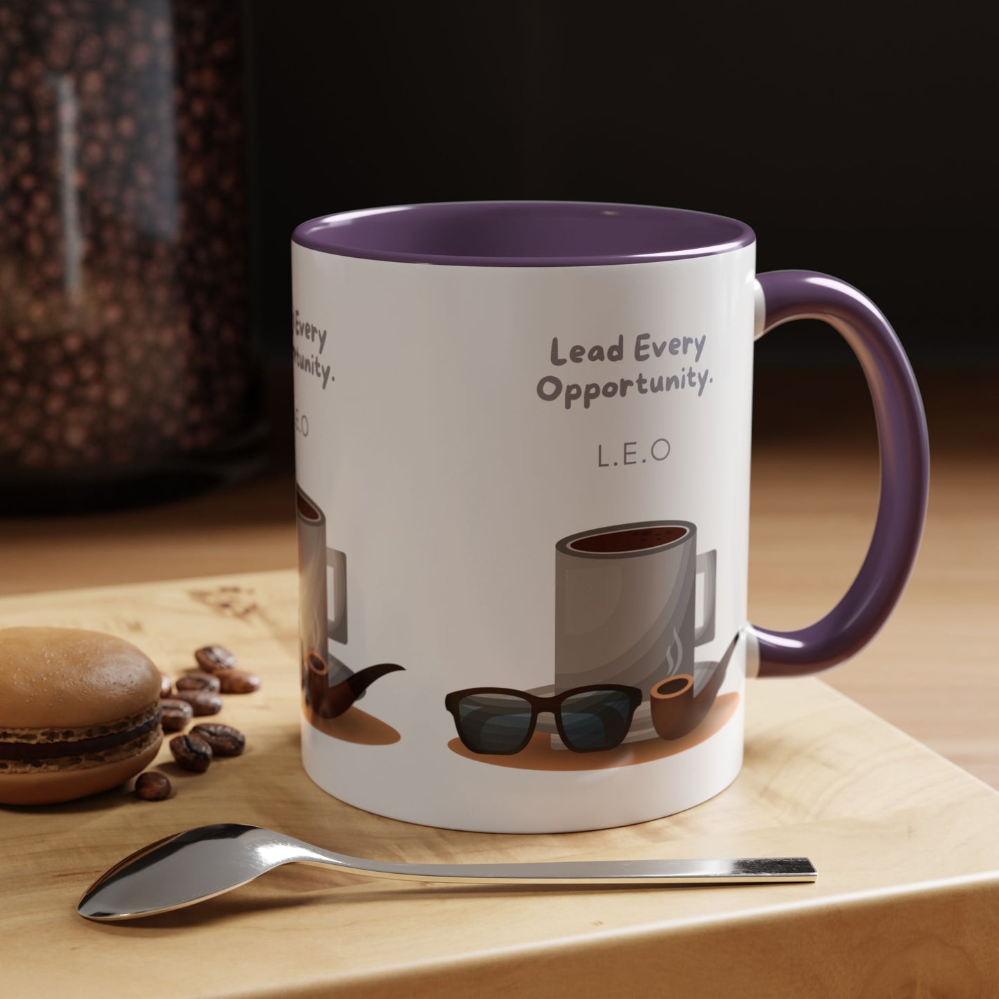 Personalized Initial Coffee and Sunglasses Accent Coffee Mug