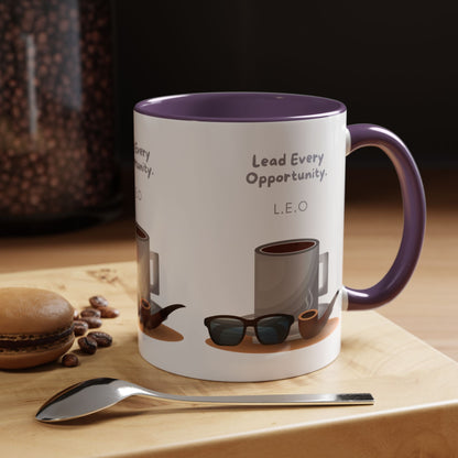 Personalized Initial Coffee and Sunglasses Accent Coffee Mug