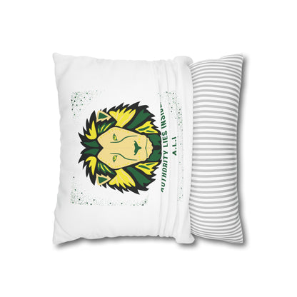 Personalized Initial Quote Lion — Custom Sayings on Square Poly Canvas Pillowcase