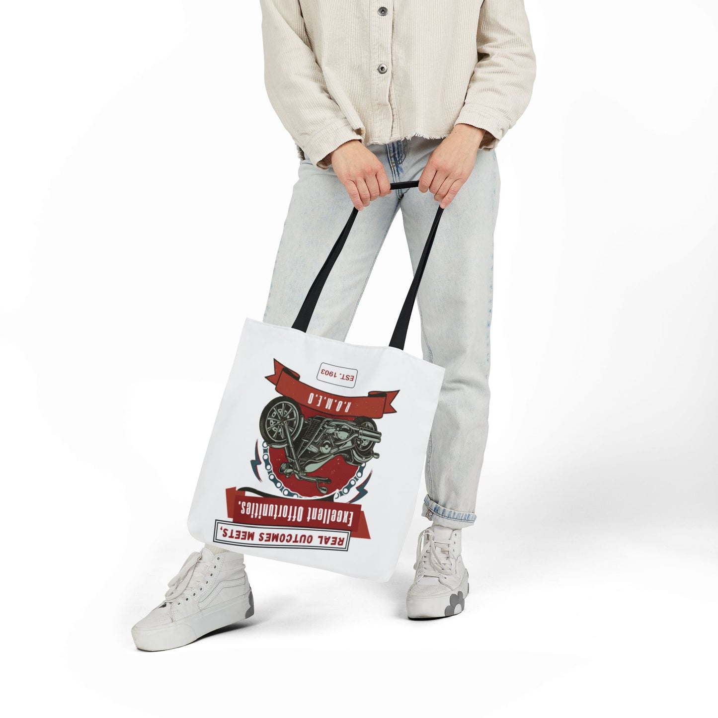 Personalized Initial Quote Motorcycle Canvas Tote Custom Name