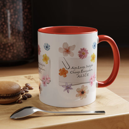 Personalized Floral Clip Note Accent Coffee Mug