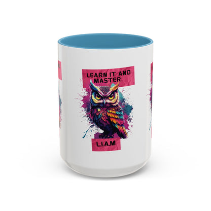 Personalized Initial Owl Accent Coffee Mug