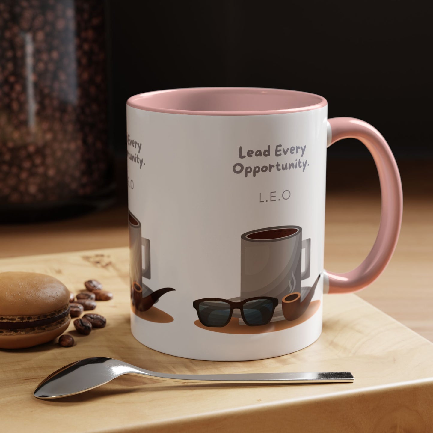 Personalized Initial Coffee and Sunglasses Accent Coffee Mug