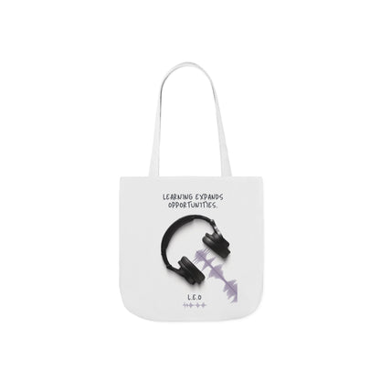 Personalized Initial Quote Headphones Canvas Tote Custom Name