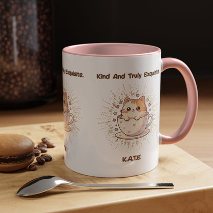 Personalized Initial Exquisite Cat Accent Coffee Mug