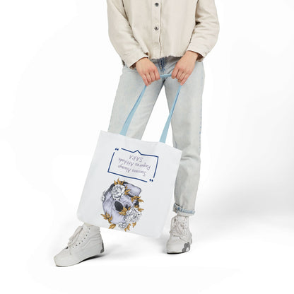 Personalized Initial Quote Floral Skull Canvas Tote Custom Name