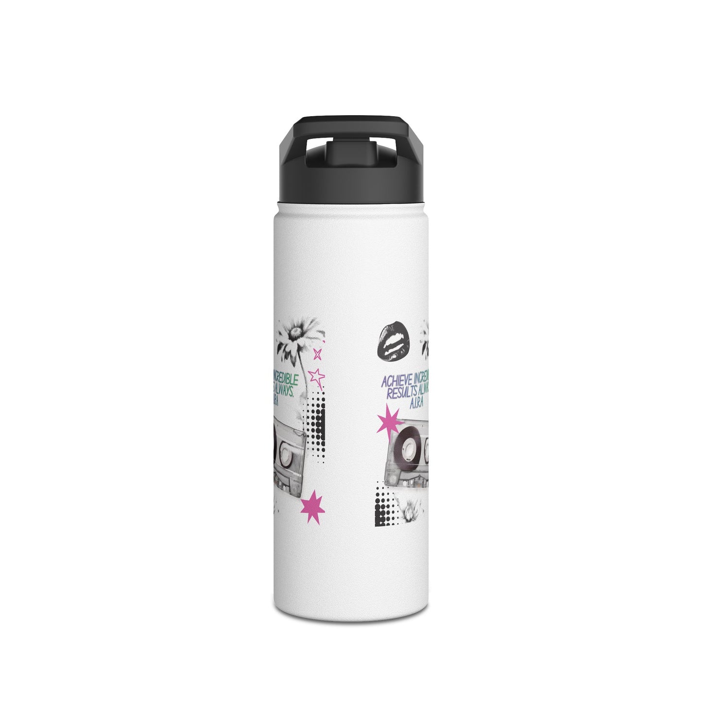 Personalized Initial Quote Cassette Stainless Steel Water Bottle