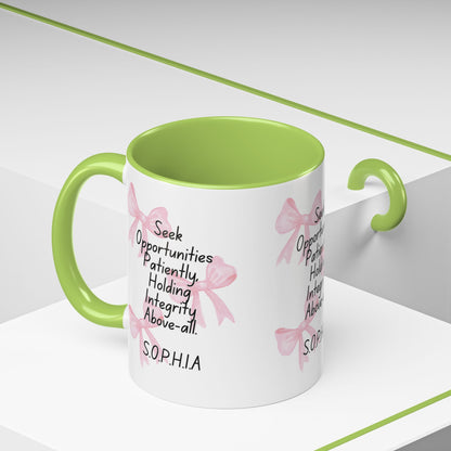 Personalized Pink Bow Accent Coffee Mug