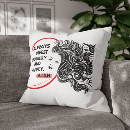 Personalized Initial Quote Inspirational Girl — Custom Sayings on Square Poly Canvas Pillowcase