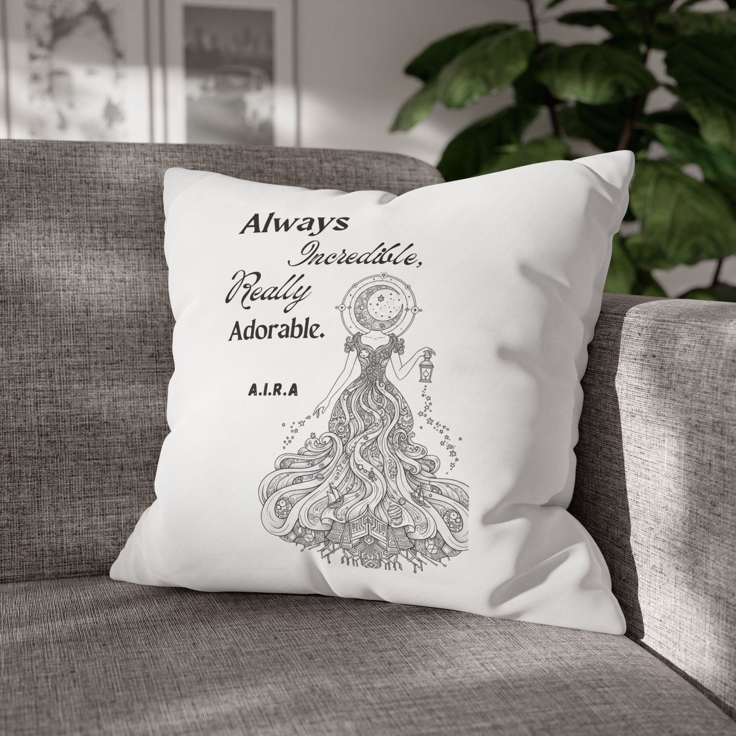 Personalized Initial Quote Light Girl — Custom Sayings on Square Poly Canvas Pillowcase