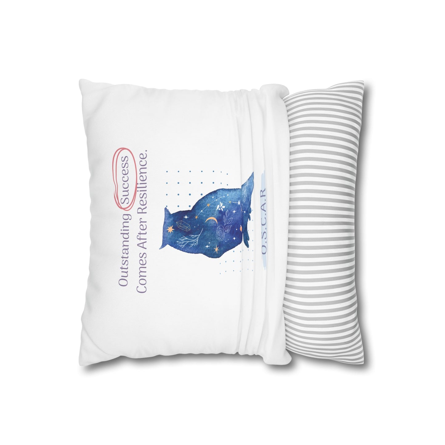 Personalized Initial Quote Galaxy Owl — Custom Sayings on Square Poly Canvas Pillowcase