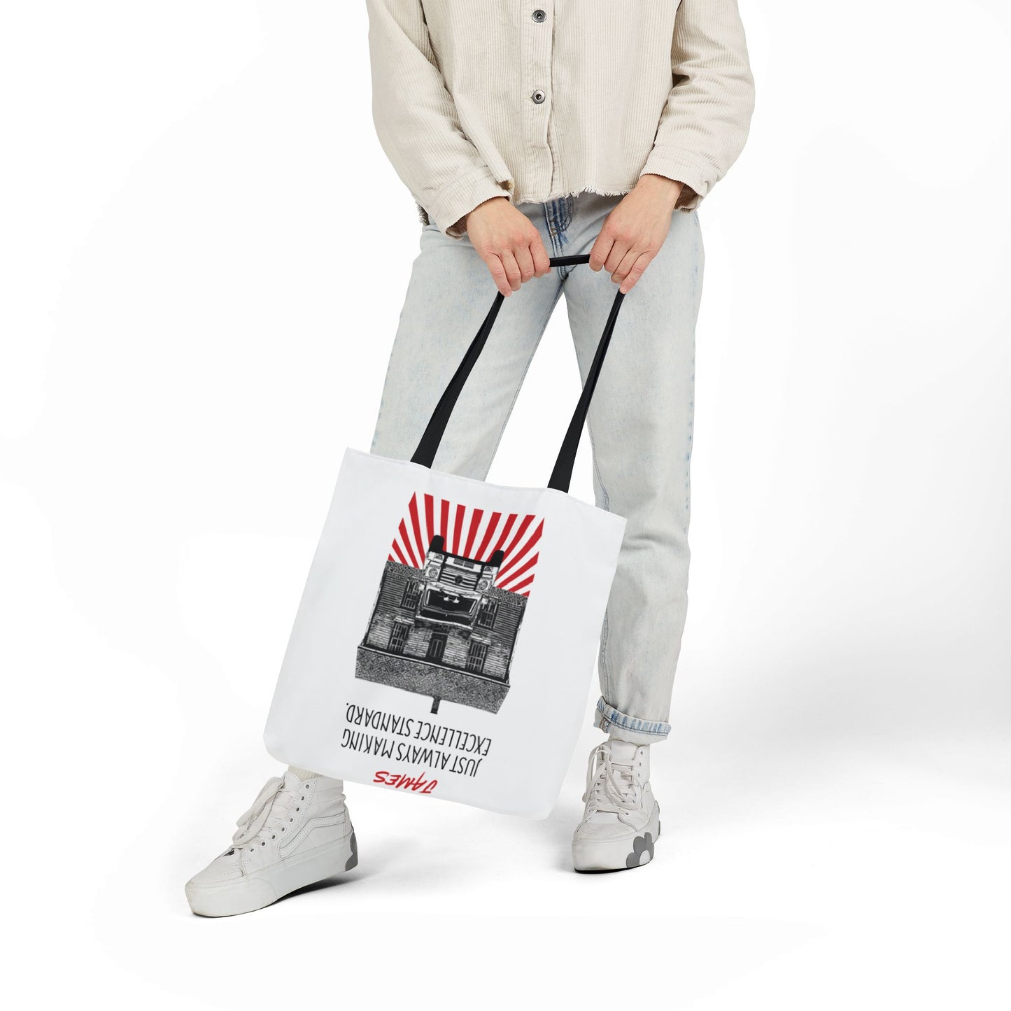 Personalized Initial Quote Vintage Car Canvas Tote Custom Name