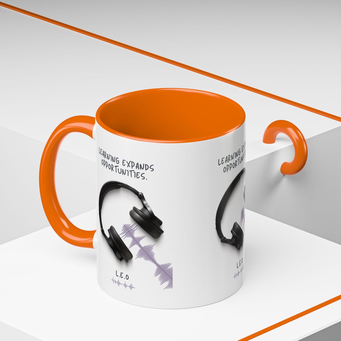 Personalized Initial Headphones Accent Coffee Mug