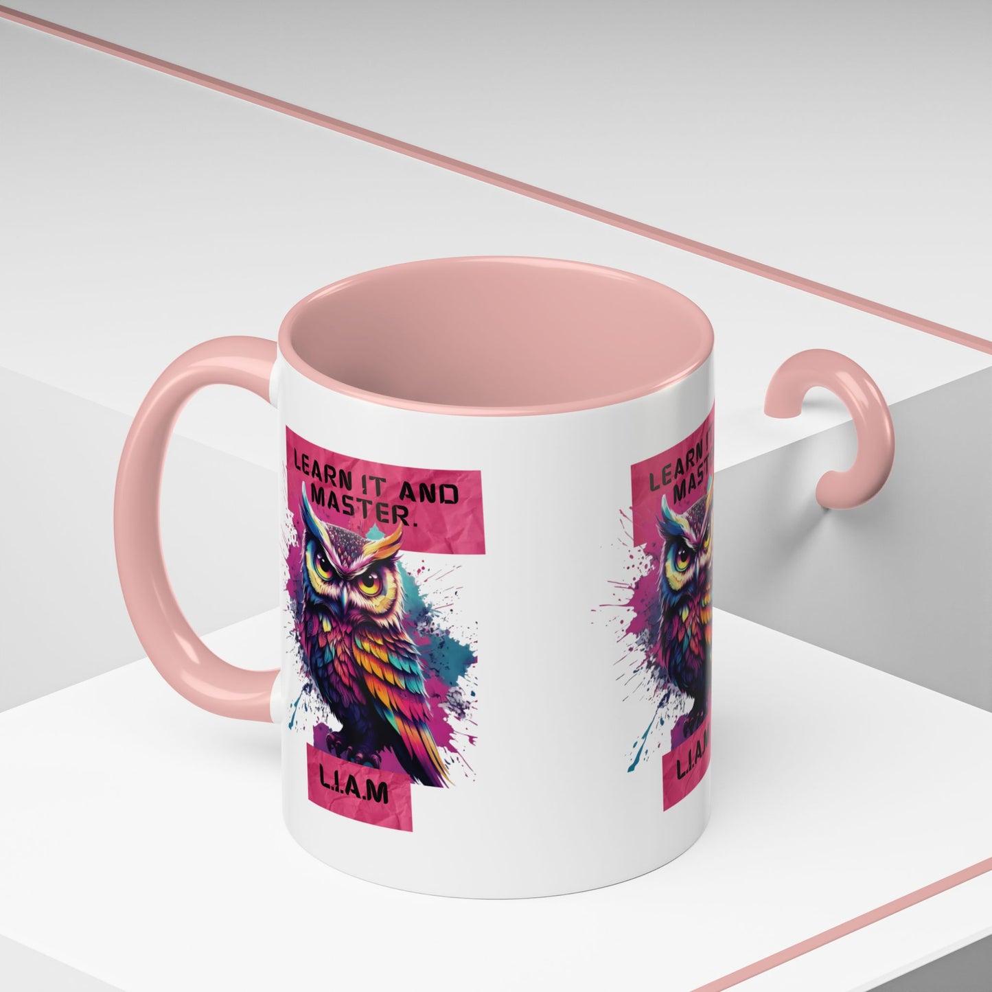 Personalized Initial Owl Accent Coffee Mug