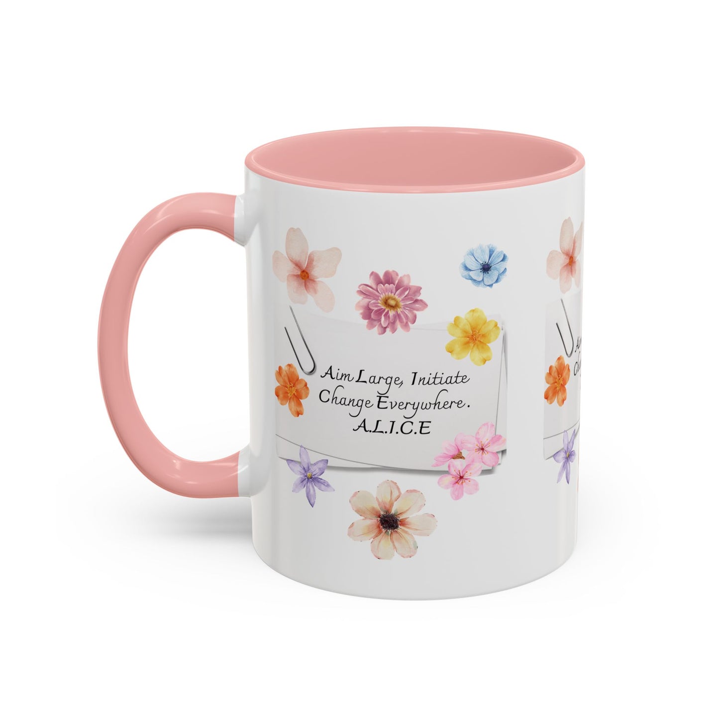 Personalized Floral Clip Note Accent Coffee Mug