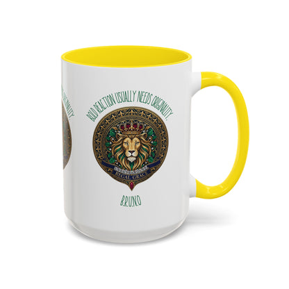 Personalized Initial Circled Lion Accent Coffee Mug