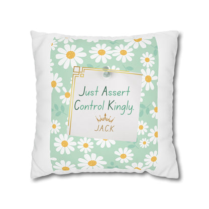Personalized Initial Quote Floral Inspirational — Custom Sayings on Square Poly Canvas Pillowcase