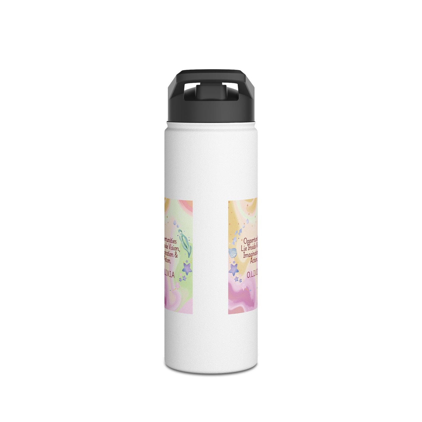 Personalized Initial Quote Ocean Theme Stainless Steel Water Bottle