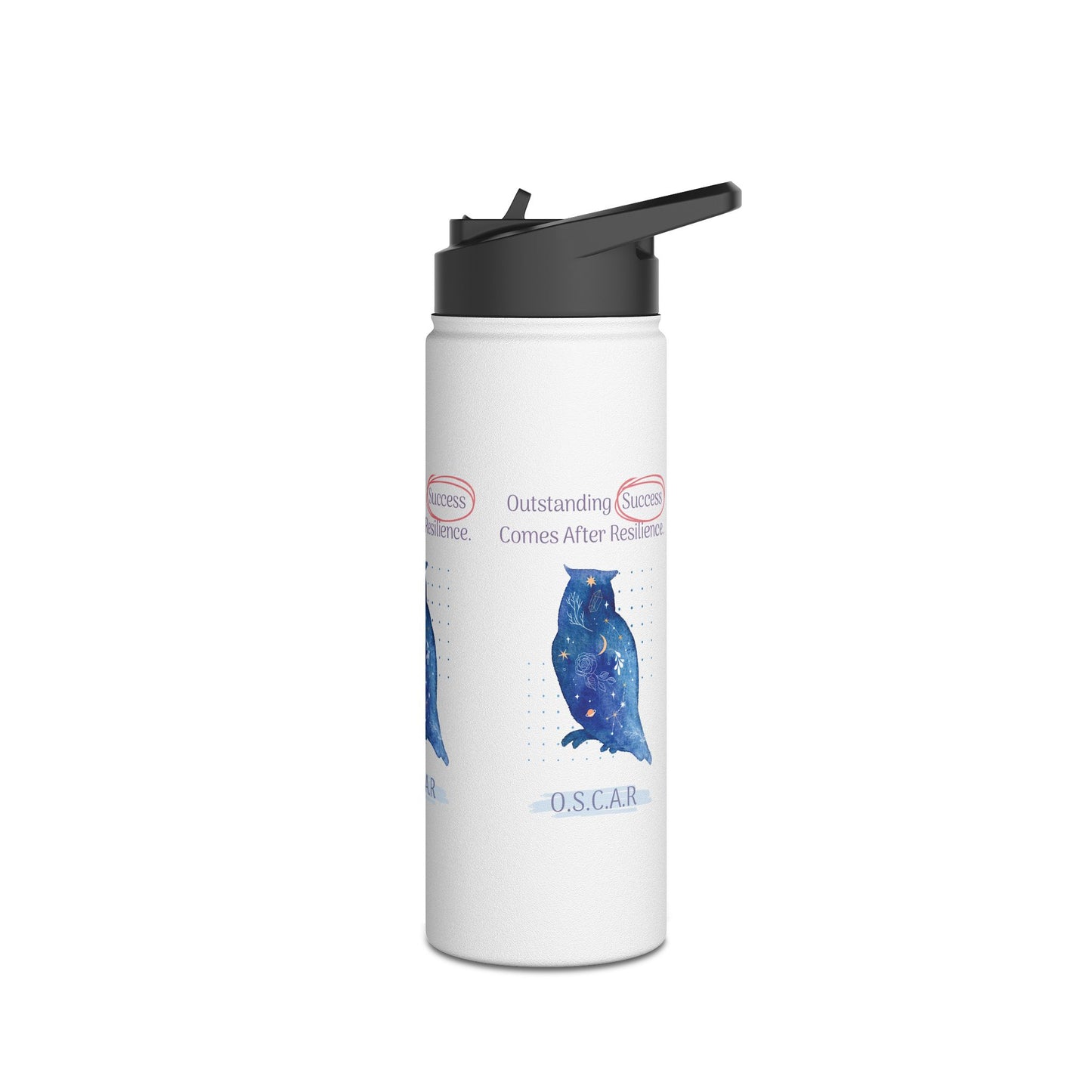 Personalized Initial Quote Owl Galaxy Stainless Steel Water Bottle