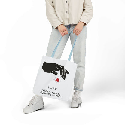 Personalized Initial Quote Gem Hand Canvas Tote Custom Name