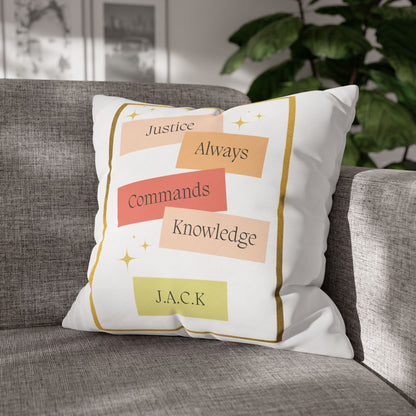 Personalized Initial Quote Pastel Inspirational — Custom Sayings on Square Poly Canvas Pillowcase