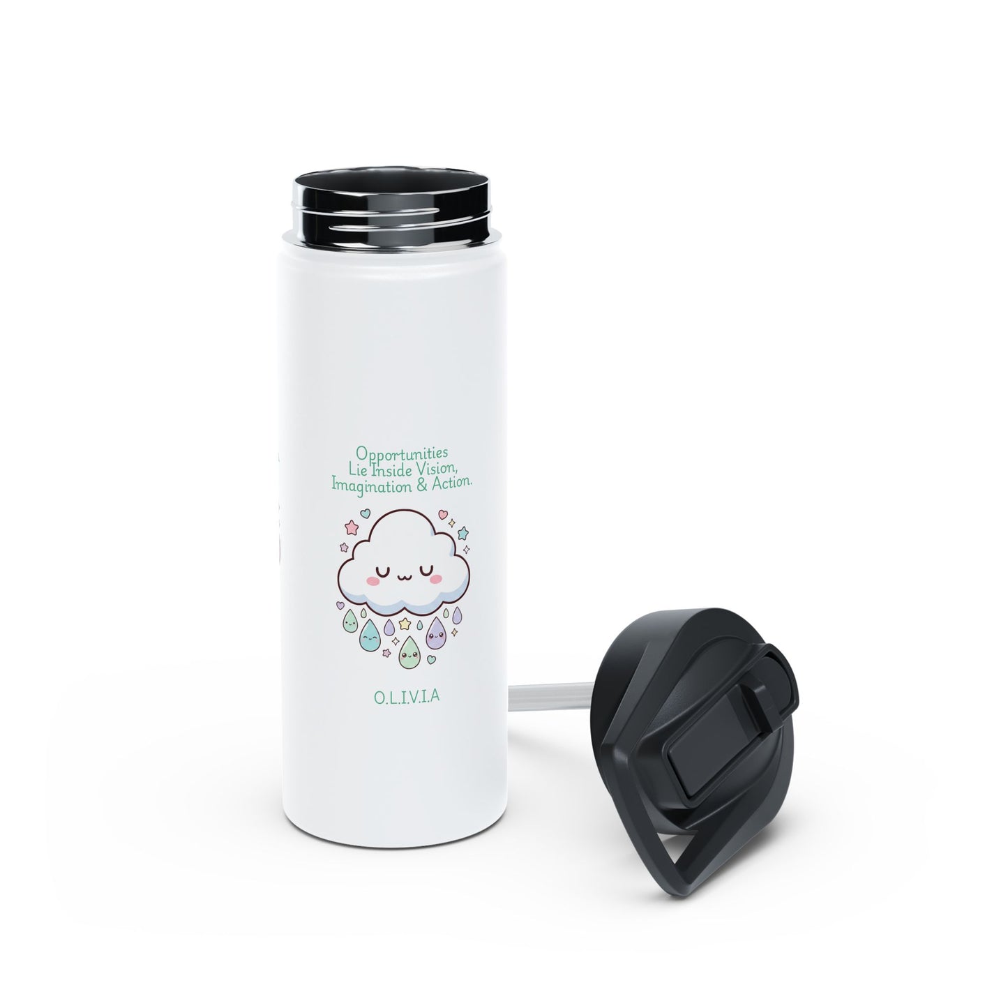 Personalized Initial Quote Cloud Dripping Stainless Steel Water Bottle