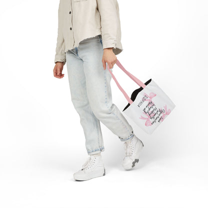 Personalized Initial Quote Pink Bow Canvas Tote Custom Name