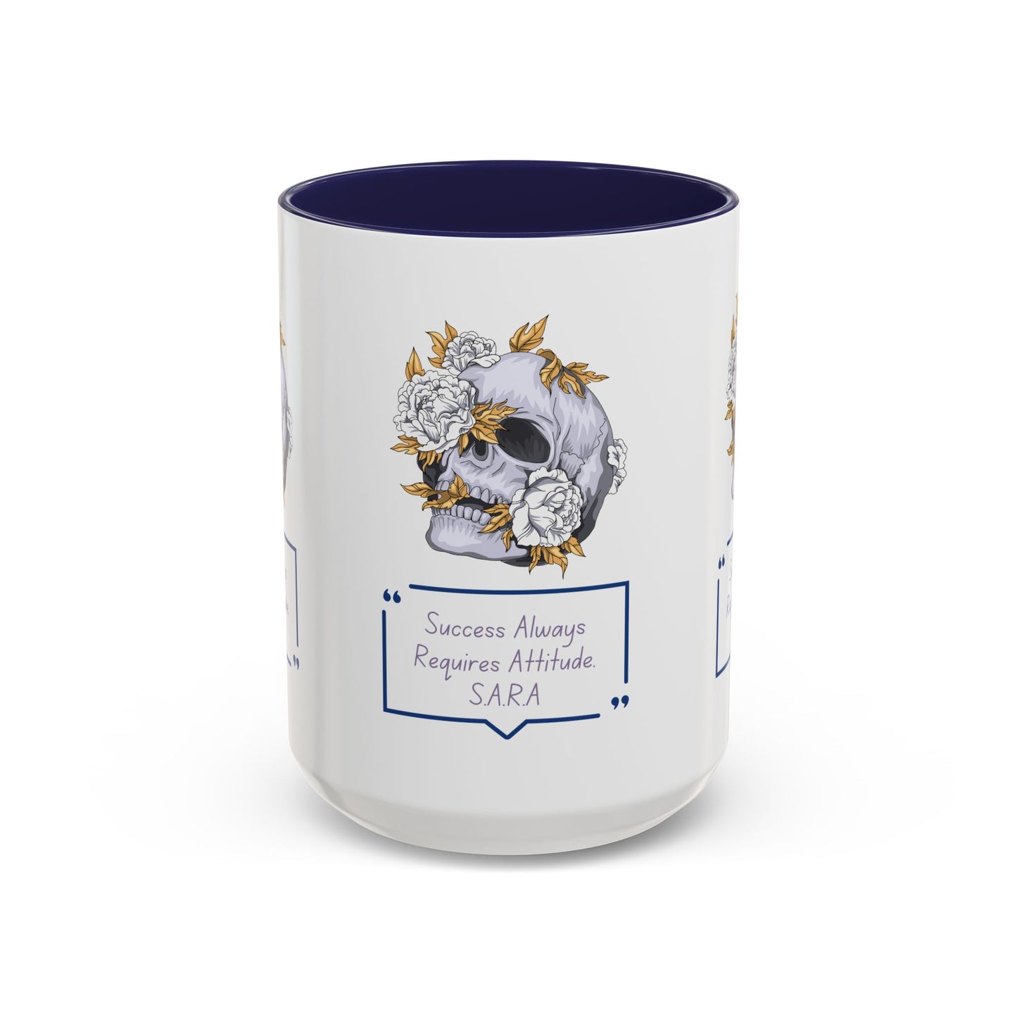 Personalized Initial Floral Skull Accent Coffee Mug