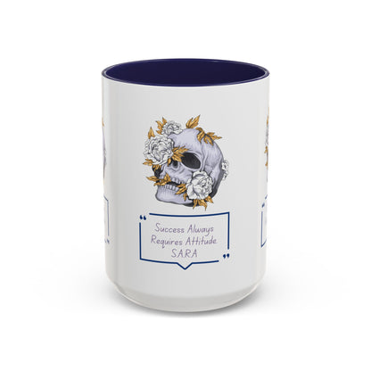 Personalized Initial Floral Skull Accent Coffee Mug