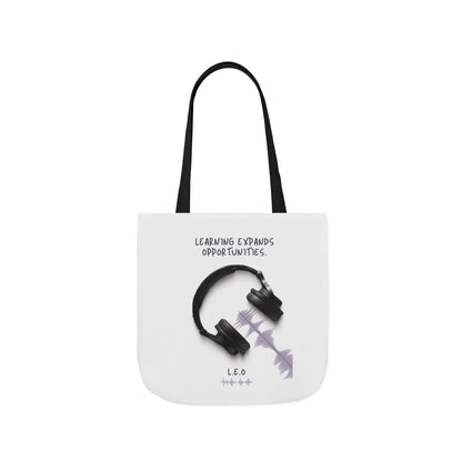 Personalized Initial Quote Headphones Canvas Tote Custom Name